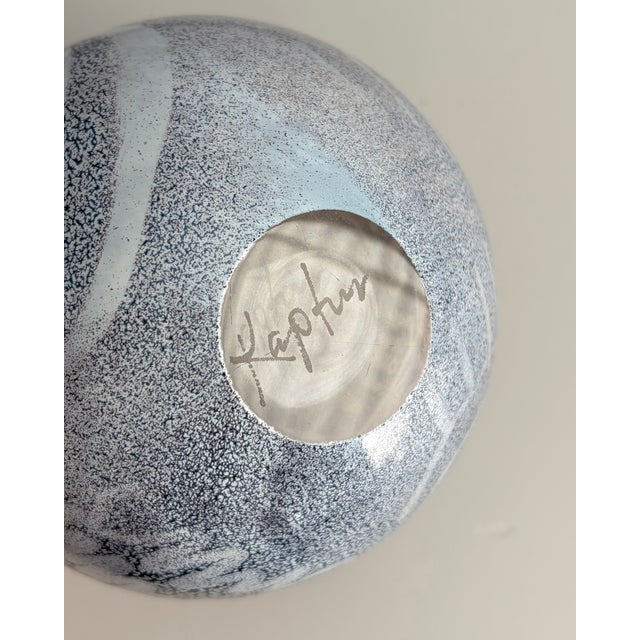 White Black & White Abstract Art Glass Globe Vase Signed Kaptur For Sale - Image 8 of 9