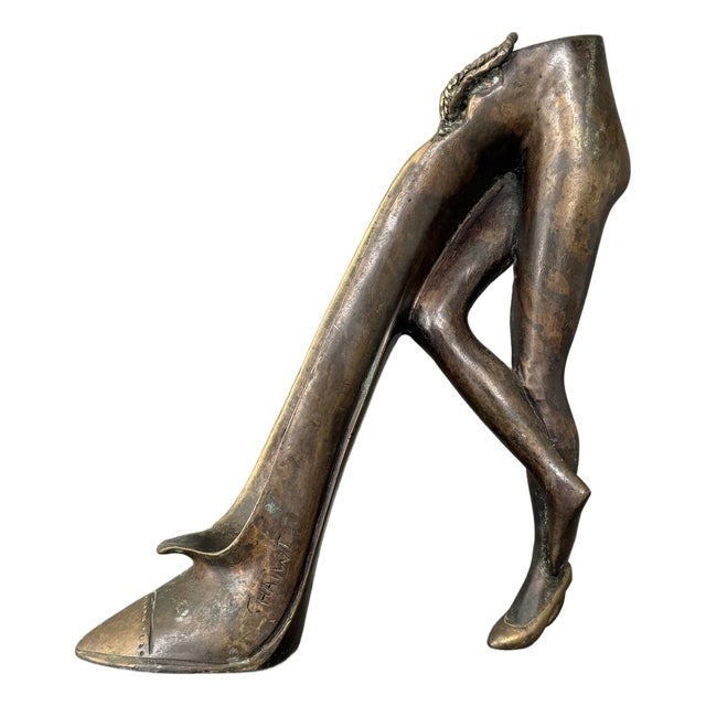 W T Chai, Candle Holder Sculpture with a Surrealist Motif, 1970, Bronze For Sale