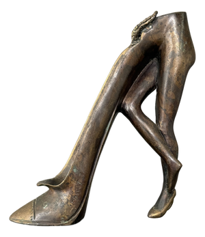 W T Chai, Candle Holder Sculpture with a Surrealist Motif, 1970, Bronze
