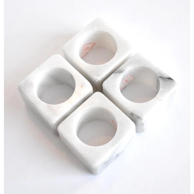 Mid-Century Modern Vintage White Marble Napkin Rings - Set of 4 For Sale - Image 3 of 9