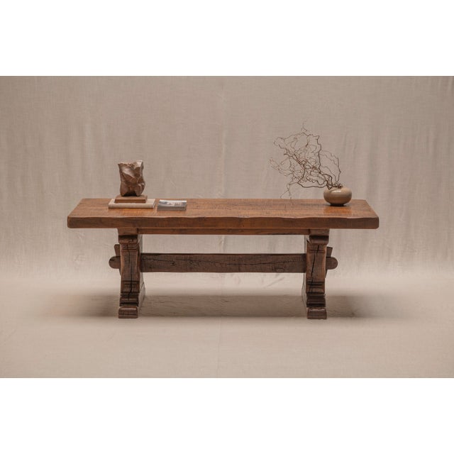 Large Brutalist Dining Table in Oak, 1970s For Sale - Image 15 of 18
