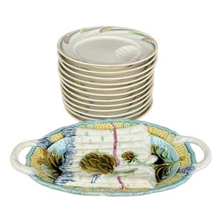 19th Century Platter and Plates from Sarreguemines, Set of 13 For Sale