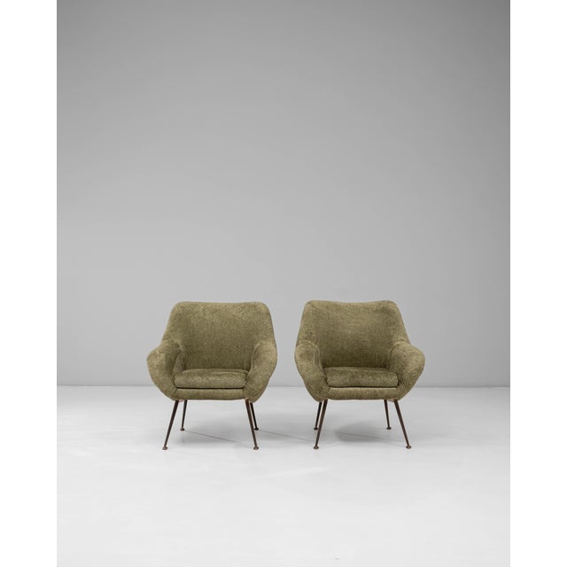1960s French Green Art Deco Upholstered Armchairs - A Pair For Sale - Image 12 of 18