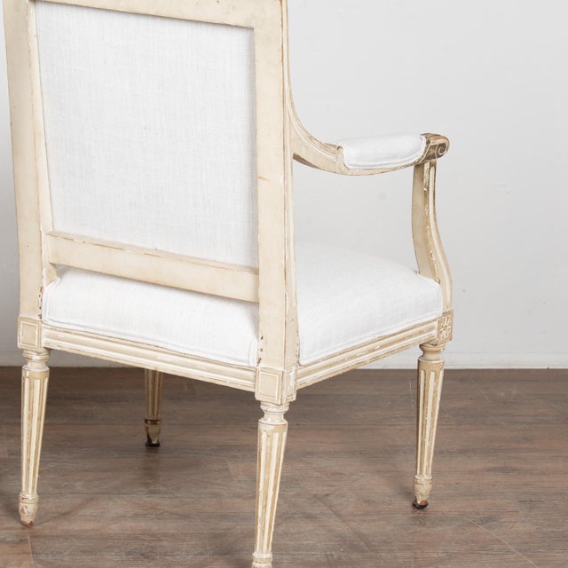 Pair, White Swedish Gustavian Armchairs, 19th Century For Sale - Image 17 of 18