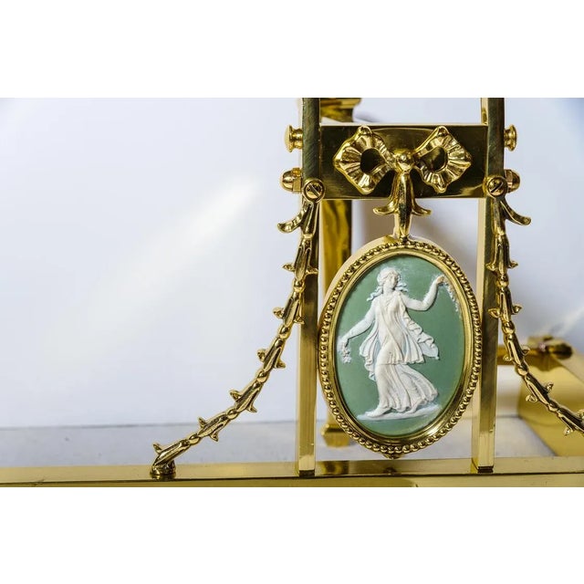 English Antique English Brass & Wedgwood Fireplace Fender, 19th C. Regency For Sale - Image 3 of 13