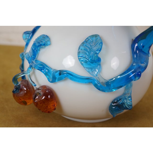 Antique Bohemian Uranium Custard Glass Ruffled Clambroth Cherry Pitcher 9" For Sale - Image 14 of 14