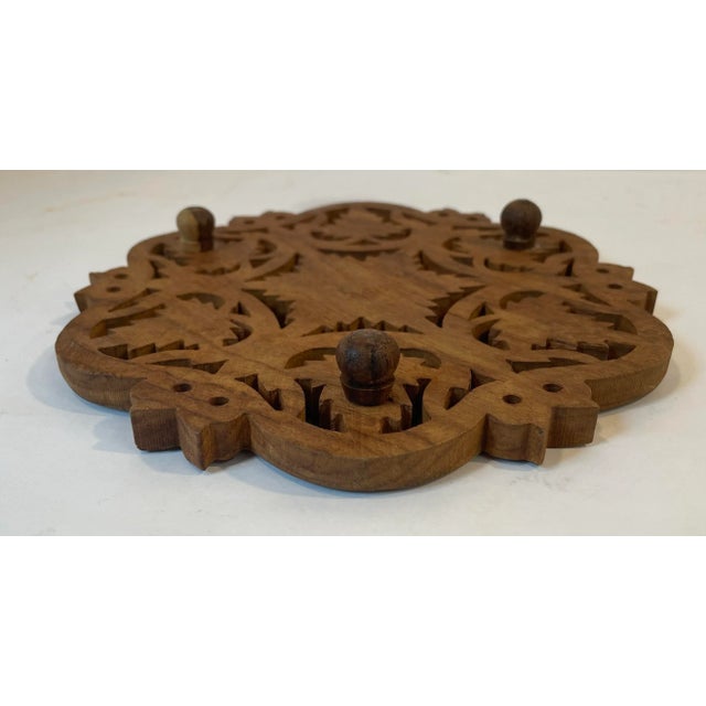Vintage Carved Wood Trivet For Sale - Image 4 of 4