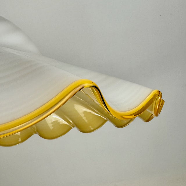 White Mid-Century Murano Swirl Fazzoletto Glass Pendant Lamp, Italy, 1970s For Sale - Image 8 of 9