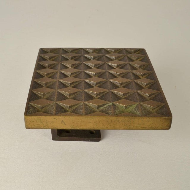 Square Push and Pull Door Handle in Bronze in Diamond Relief, 1970s For Sale - Image 12 of 13
