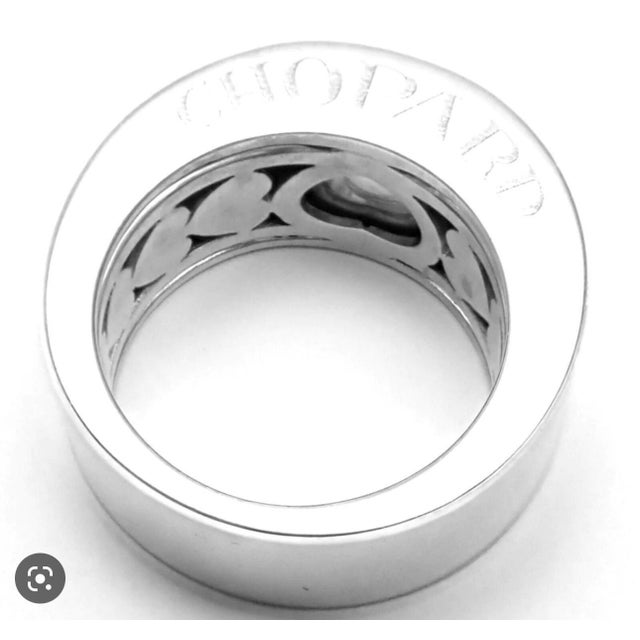 Chopard Chopard Happy Diamond 18k White Gold Floating Diamond Ring, Estate For Sale - Image 4 of 18