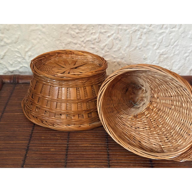 Brown 1970s Wicker Bird Basket For Sale - Image 8 of 9