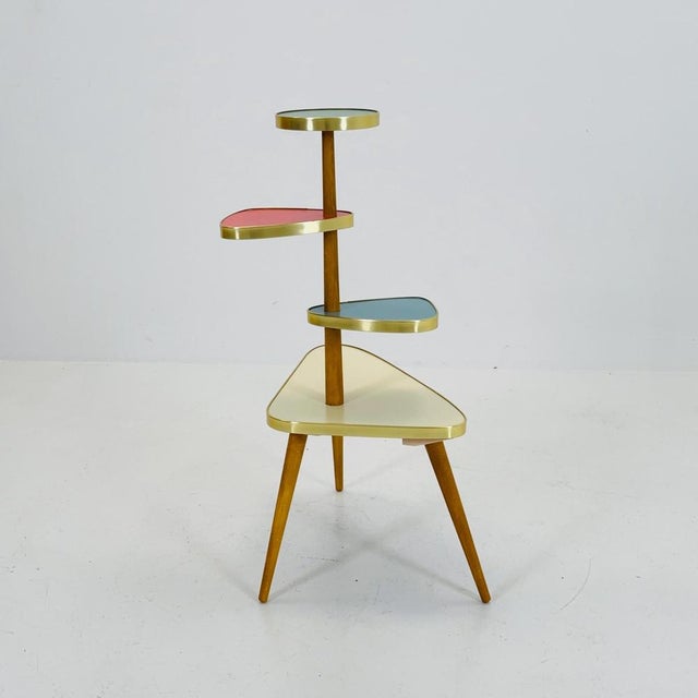Blue Large Mid-Century Minimalist Plant Stand, Germany, 1950s For Sale - Image 8 of 11