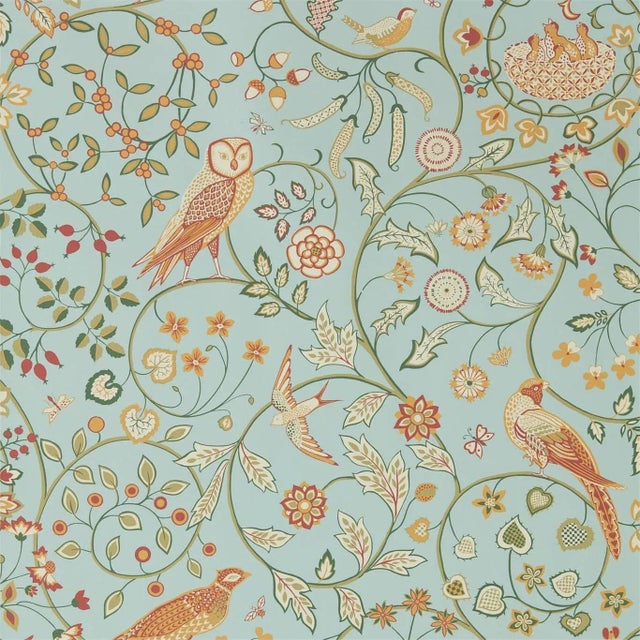 Morris & Co Newill Wallpaper in Peppermint Russet - a Sample For Sale