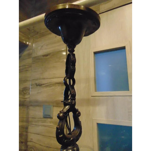 Art Deco Brass Chandelier, 1920s For Sale - Image 10 of 13