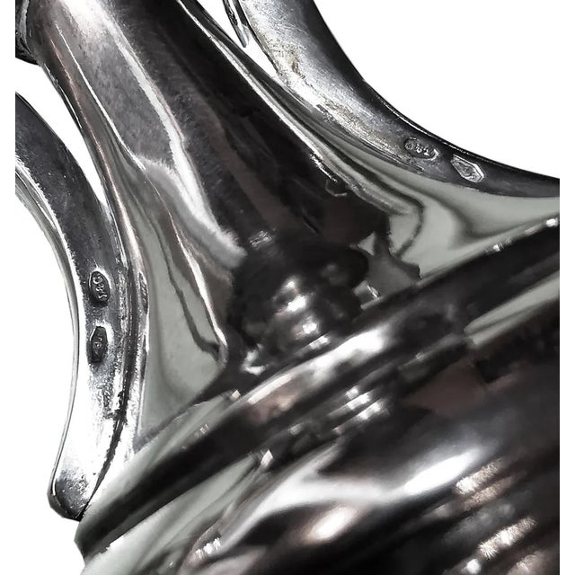 Gold Art Nouveau Silver Three-Flame Candelabra from Lippa & Co, 1890s, Set of 2 For Sale - Image 8 of 9