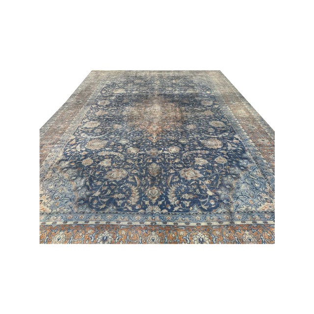 Exact Size: 10'0" x 13'10" Color: Blue Age: Old Materials: Wool Construction: Hand Knotted Origin: Iran