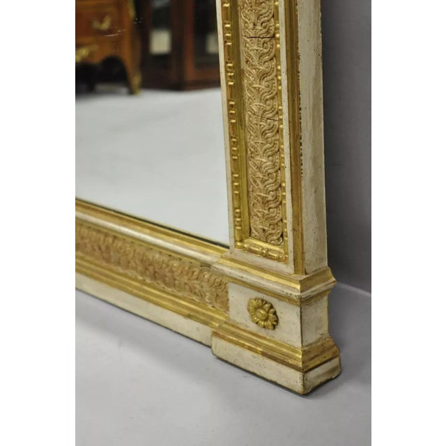 Antique Italian Neoclassical Carved Gold Giltwood Arched Large Wall Mirror For Sale - Image 11 of 11