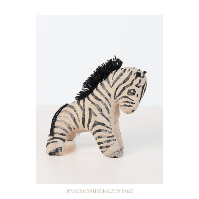 Mid-Century Stuffed Zebra Folk Art Toy For Sale - Image 10 of 10