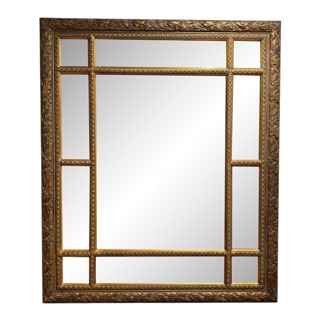 Late 20th Century The Bombay Company Venetian Gold Carved Belved Mirror For Sale