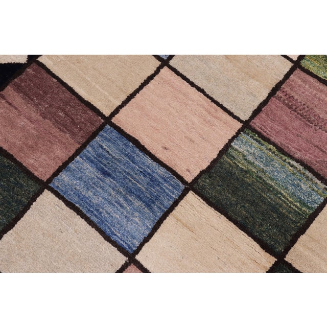 Modern Gabbeh Beige/Black Wool Rug - 4'0'' X 5'4'' For Sale - Image 4 of 10