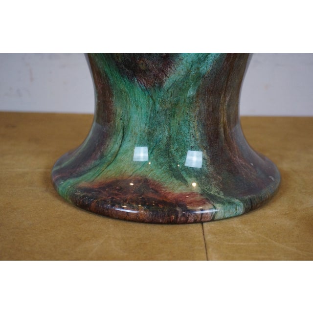 Vintage Chinese Purple Green Carved Jade Marble Mantel Urn Vase For Sale - Image 6 of 11
