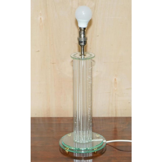 Tall Glass and Brass Column Table Lamp For Sale - Image 11 of 14