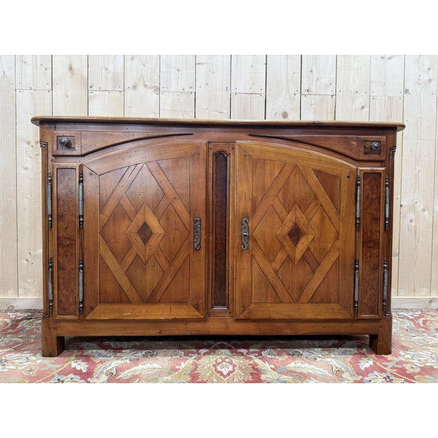 Hunting-Style Sideboard in Cherry Wood, 1980s For Sale - Image 9 of 9