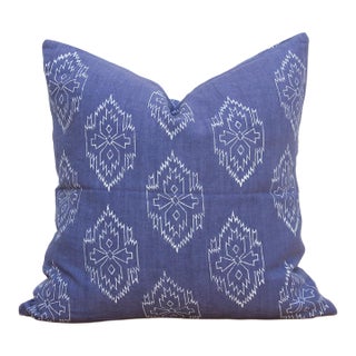 Indigo Jaipur Blockprint Linen Pillow Cover For Sale