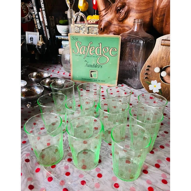 American 1970s Collection of 11 Green Glass Cups For Sale - Image 3 of 4
