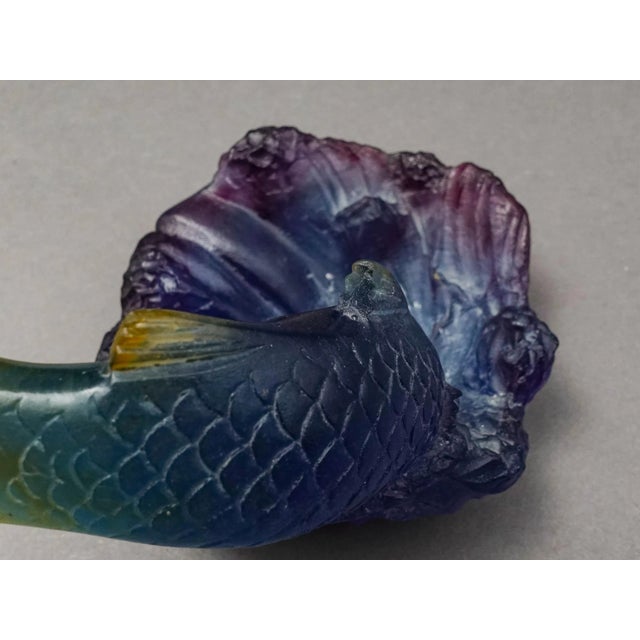 Mid 20th Century Daum France Signed Pate De Verre Fish Koi Art Glass Bowl Trinket Dish For Sale - Image 9 of 9