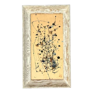 Vintage Midcentury Abstract Oil on Board