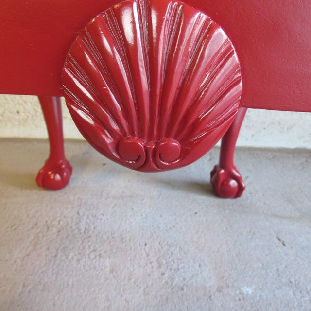 1970s Vintage Red on Red Chippendale Style Stool For Sale - Image 4 of 8
