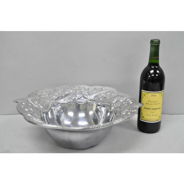 Vintage Lenox Dragonfly & Butterfly Meadow Art Nouveau Cast Aluminum Salad Bowl. Circa Late 20th Century. Measurements:...