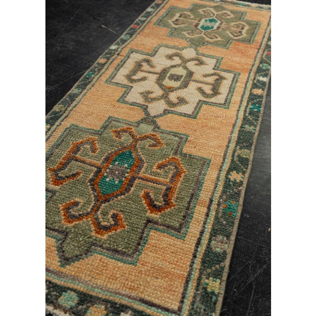 Textile Turkish Mini Rug Oriental Hand Knotted Vintage Rug 1'5" x 3'6" #21214 For Sale - Image 7 of 8