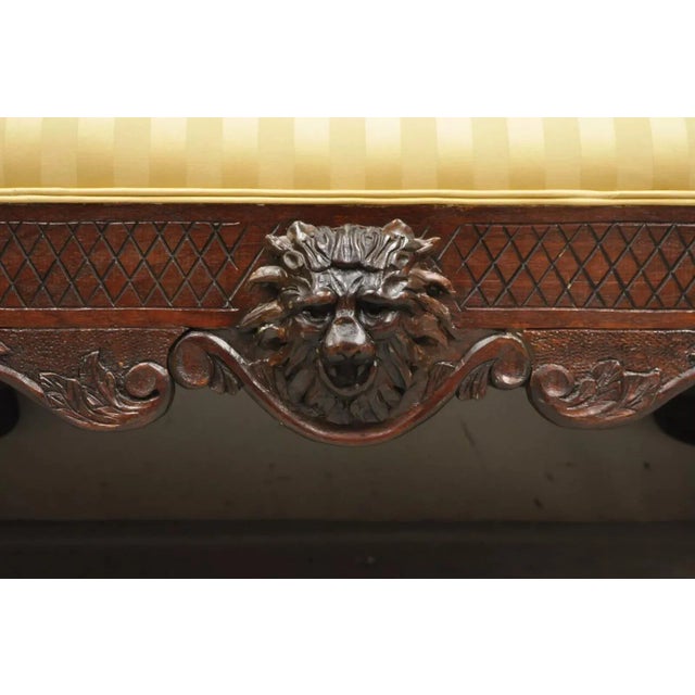 Biedermeier Late 19th Century Antique American Empire Figural Carved Mahogany Recamier Gold Chaise Lounge Sofa For Sale - Image 3 of 12