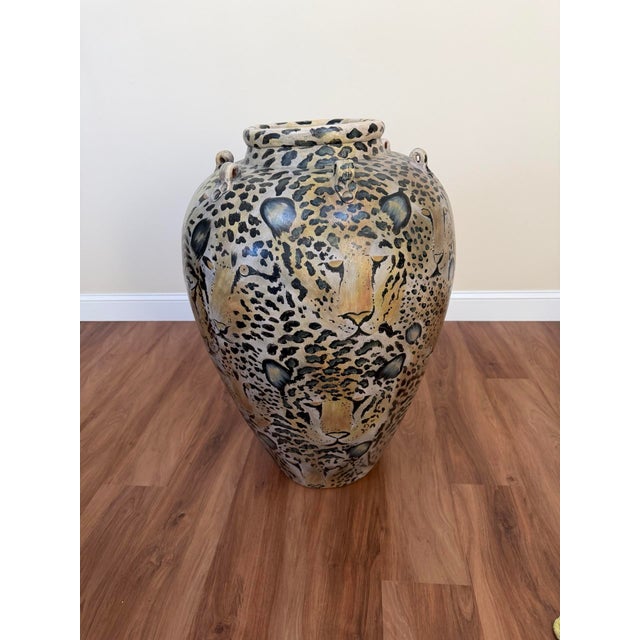 20th Century Cheetah Motif Ceramic Urn For Sale - Image 10 of 17