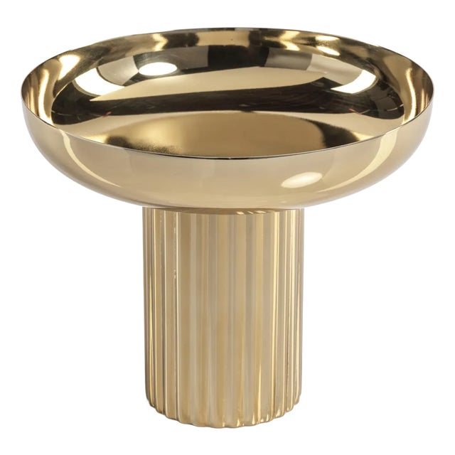 Stassi Polished Stainless Steel Footed Bowl, Gold For Sale