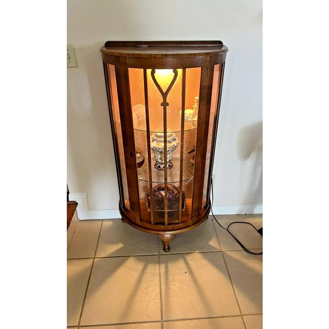Gorgeous Rare Art Deco Style China Cabinet with Two Removable Glass Shelves, Locking Door, Led Lighted, Small Size, 47"...
