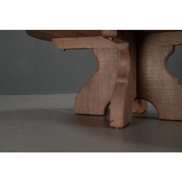 1960s Large Oak Rural Round Coffee Table, 1962 For Sale - Image 5 of 15