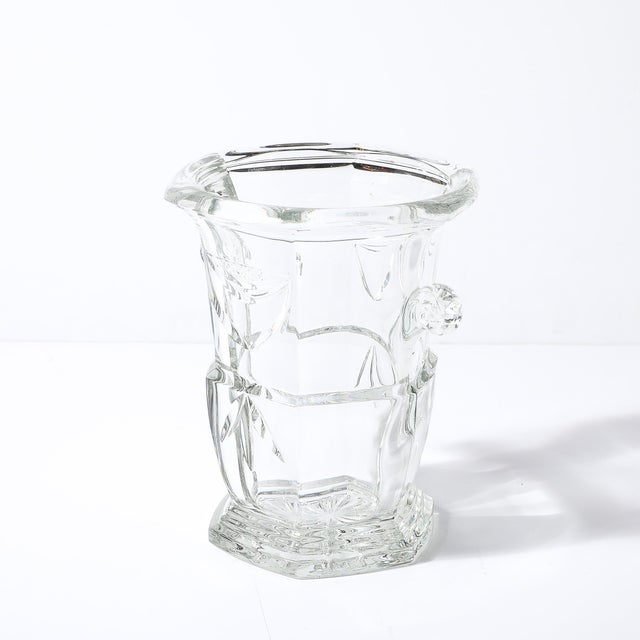 Art Deco Cut Crystal Ice Bucket Signed Artisanat De Lorraine For Sale - Image 4 of 12