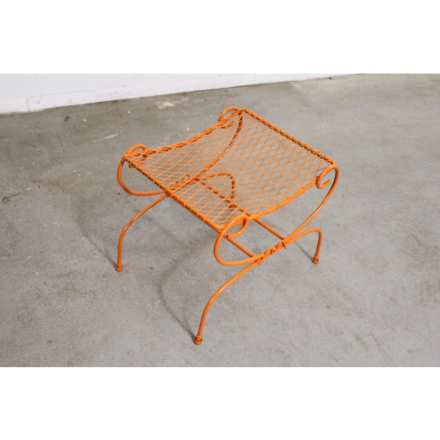 Metal Vintage Mid-Century Modern Atomic Orange Metal Stool For Sale - Image 7 of 13