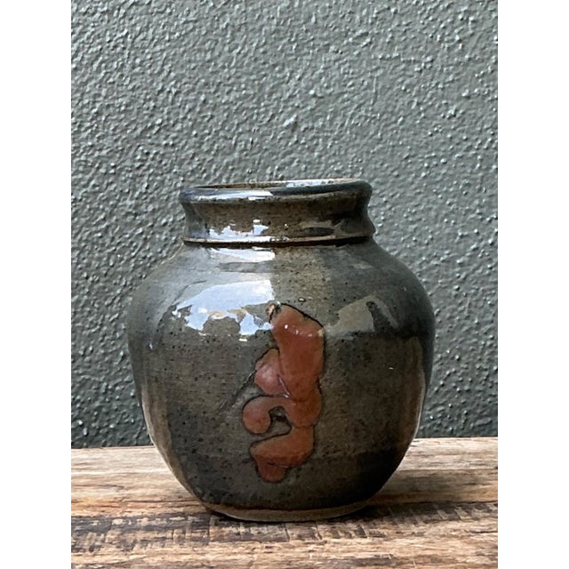 Vintage Glazed Ceramic Vase For Sale - Image 10 of 12
