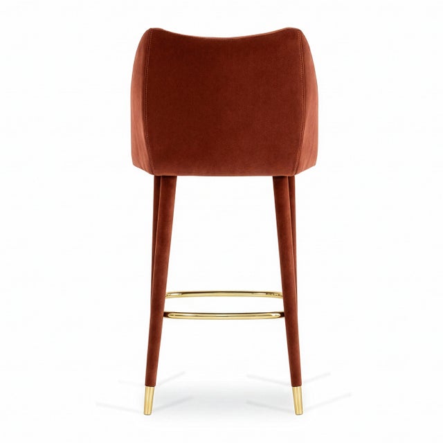 Not Yet Made - Made To Order Figueroa Bar Stool in Crimson Red Velvet from Insidherland For Sale - Image 5 of 8