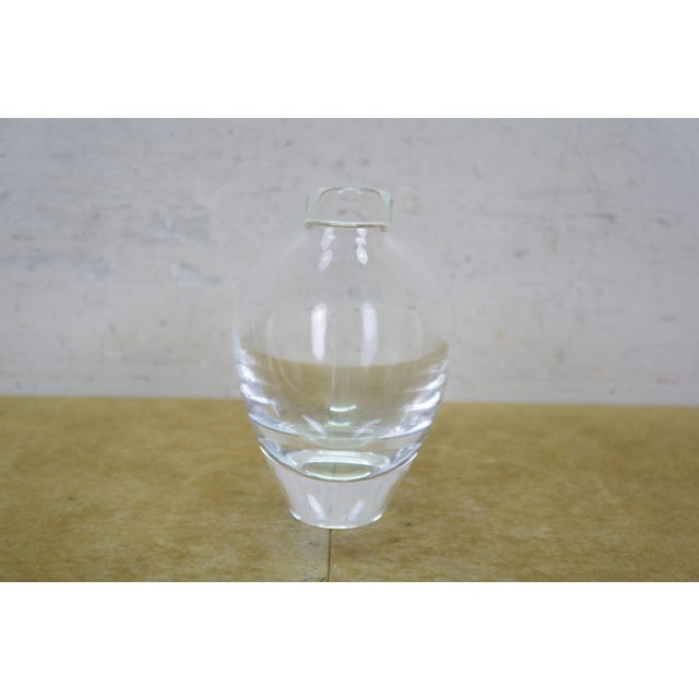 Mid Century 1960s Steuben Crystal Asymmetric Lunar Pinch Top Vase 5" For Sale - Image 6 of 14
