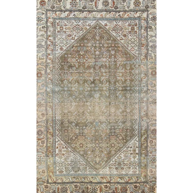 Traditional Antique Persian Malayer Rug With Medallion and Geometric Design For Sale - Image 3 of 13