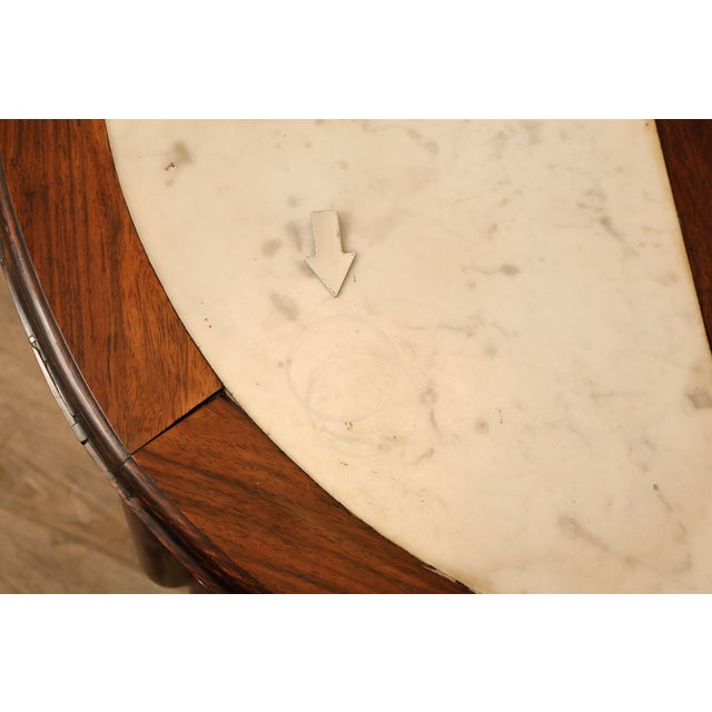 Asian Style Demilune Marble Top Side Table With Tiered Shelves For Sale - Image 15 of 18
