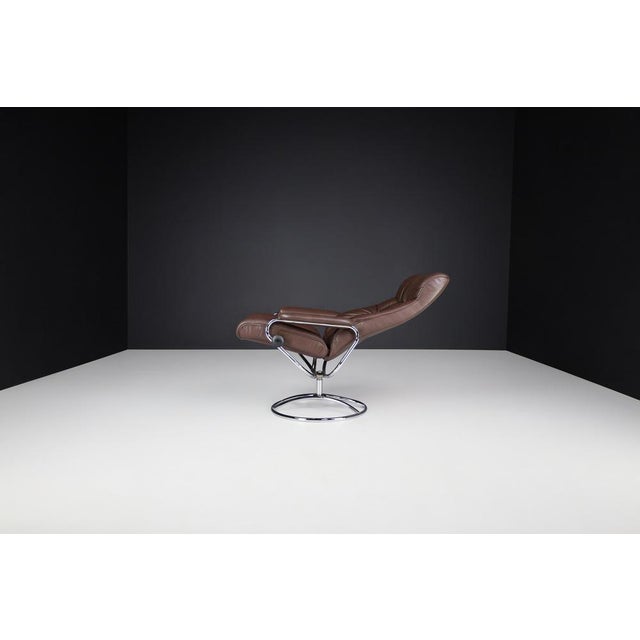 Vintage Scandinavian Leather Lounge Chair from Ekornes Stressless, 1980 For Sale - Image 9 of 13