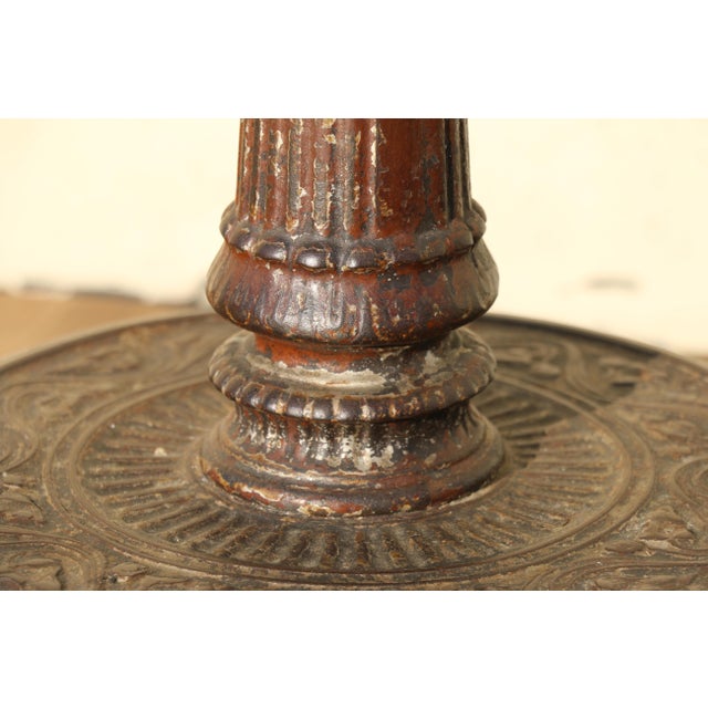 Antique French Bistro Marble Top Pedestal Table With Cast Iron Base, Circa 1900s For Sale - Image 13 of 18