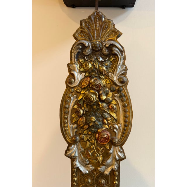 French Morbier Repousse Brass and Porcelain Wall Clock For Sale - Image 4 of 8