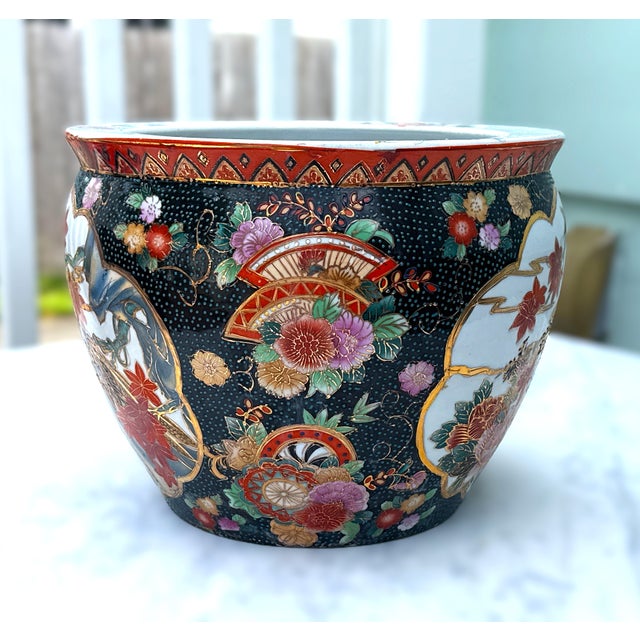 Wood Fish Bowl Planter With Stand For Sale - Image 7 of 9